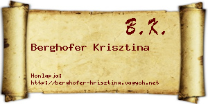 Berghofer Krisztina névjegykártya